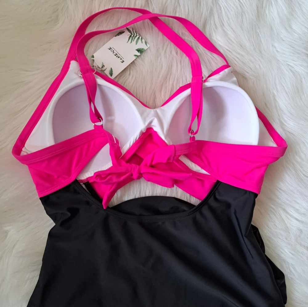 LOWEST. Eomenie Hot Pink and Black Swimsuit - Picture 6 of 13